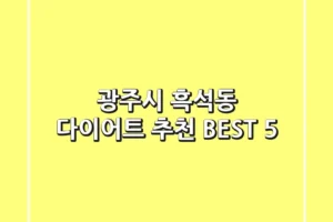 광주시 흑석동 다이어트 추천 BEST 5