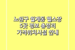 노원구 월계동 헬스장 5곳 정보 총정리 – 가격/위치/시설 안내