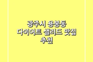 광주시 용봉동 다이어트 샐러드 맛집 추천