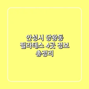 안성시 당왕동 필라테스 4곳 정보 총정리