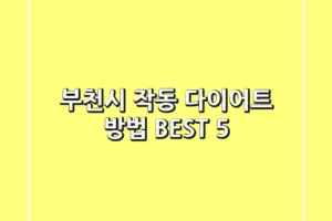 부천시 작동 다이어트 방법 BEST 5