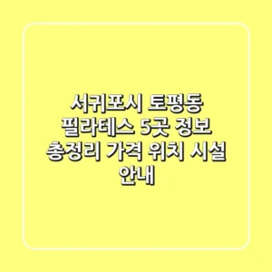 서귀포시 토평동 필라테스 5곳 정보 총정리 - 가격, 위치, 시설 안내