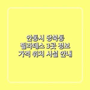 안동시 당북동 필라테스 3곳 정보 - 가격, 위치, 시설 안내