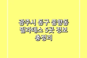광주시 동구 풍향동 필라테스 5곳 정보 총정리