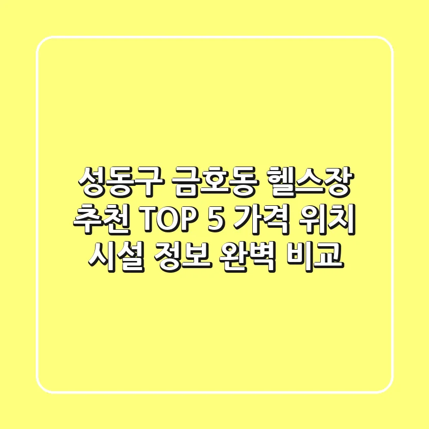 성동구 금호동 헬스장 추천 TOP 5 - 가격, 위치, 시설 정보 완벽 비교