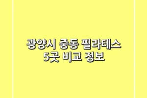 광양시 중동 필라테스 5곳 비교 정보