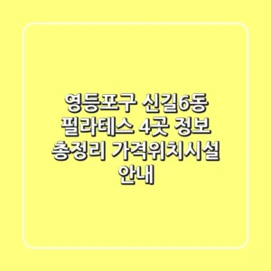 영등포구 신길6동 필라테스 4곳 정보 총정리 - 가격/위치/시설 안내