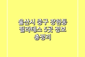 울산시 중구 장현동 필라테스 5곳 정보 총정리
