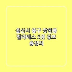 울산시 중구 장현동 필라테스 5곳 정보 총정리