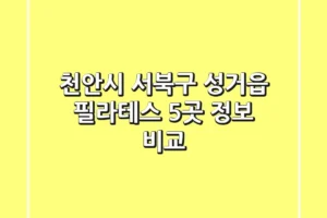 천안시 서북구 성거읍 필라테스 5곳 정보 비교