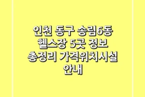 인천 동구 송림6동 헬스장 5곳 정보 총정리 – 가격/위치/시설 안내