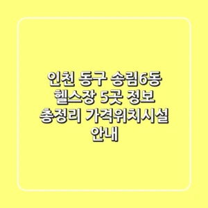 인천 동구 송림6동 헬스장 5곳 정보 총정리 - 가격/위치/시설 안내
