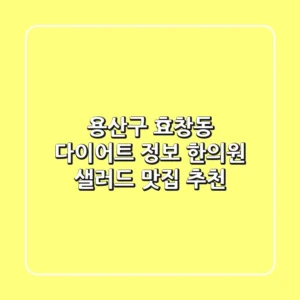 용산구 효창동 다이어트 정보 - 한의원 & 샐러드 맛집 추천