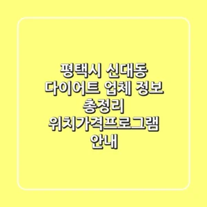 평택시 신대동 다이어트 업체 정보 총정리 - 위치/가격/프로그램 안내