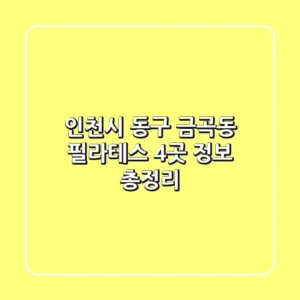 인천시 동구 금곡동 필라테스 4곳 정보 총정리