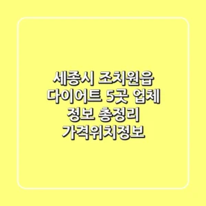 세종시 조치원읍 다이어트, 5곳 업체 정보 총정리 - 가격/위치/정보