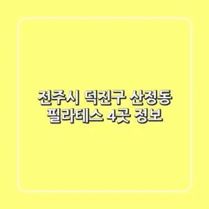 전주시 덕진구 산정동 필라테스 4곳 정보