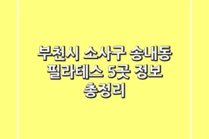 부천시 소사구 송내동 필라테스 5곳 정보 총정리