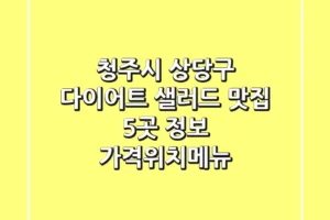 청주시 상당구 다이어트, 샐러드 맛집 5곳 정보 – 가격/위치/메뉴