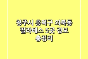 청주시 흥덕구 외북동 필라테스 5곳 정보 총정리