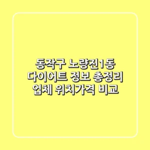 동작구 노량진1동 다이어트 정보 총정리 - 업체 위치/가격 비교