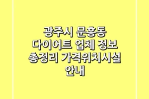 광주시 문흥동 다이어트 업체 정보 총정리 – 가격/위치/시설 안내