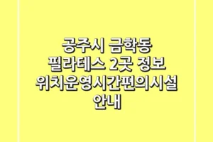 공주시 금학동 필라테스 2곳 정보 – 위치/운영시간/편의시설 안내