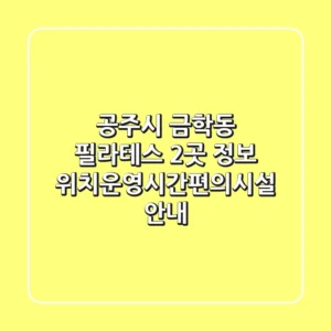 공주시 금학동 필라테스 2곳 정보 - 위치/운영시간/편의시설 안내