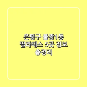 은평구 불광1동 필라테스 5곳 정보 총정리