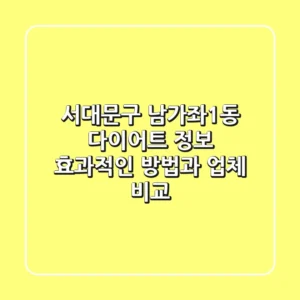 서대문구 남가좌1동 다이어트 정보: 효과적인 방법과 업체 비교