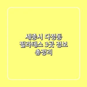 세종시 다정동 필라테스 3곳 정보 총정리