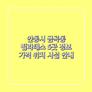 안동시 금곡동 필라테스 5곳 정보 - 가격, 위치, 시설 안내