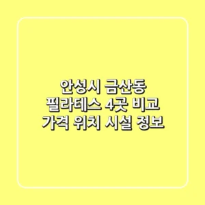 안성시 금산동 필라테스 4곳 비교 - 가격, 위치, 시설 정보