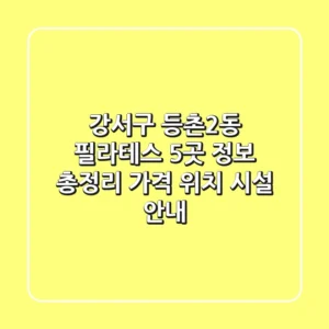 강서구 등촌2동 필라테스 5곳 정보 총정리 - 가격, 위치, 시설 안내