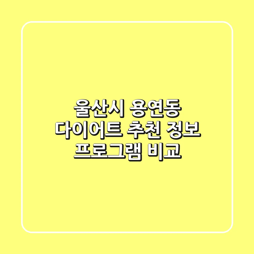 울산시 용연동 다이어트: 추천 정보, 프로그램 비교