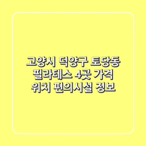 고양시 덕양구 토당동 필라테스 4곳: 가격, 위치, 편의시설 정보
