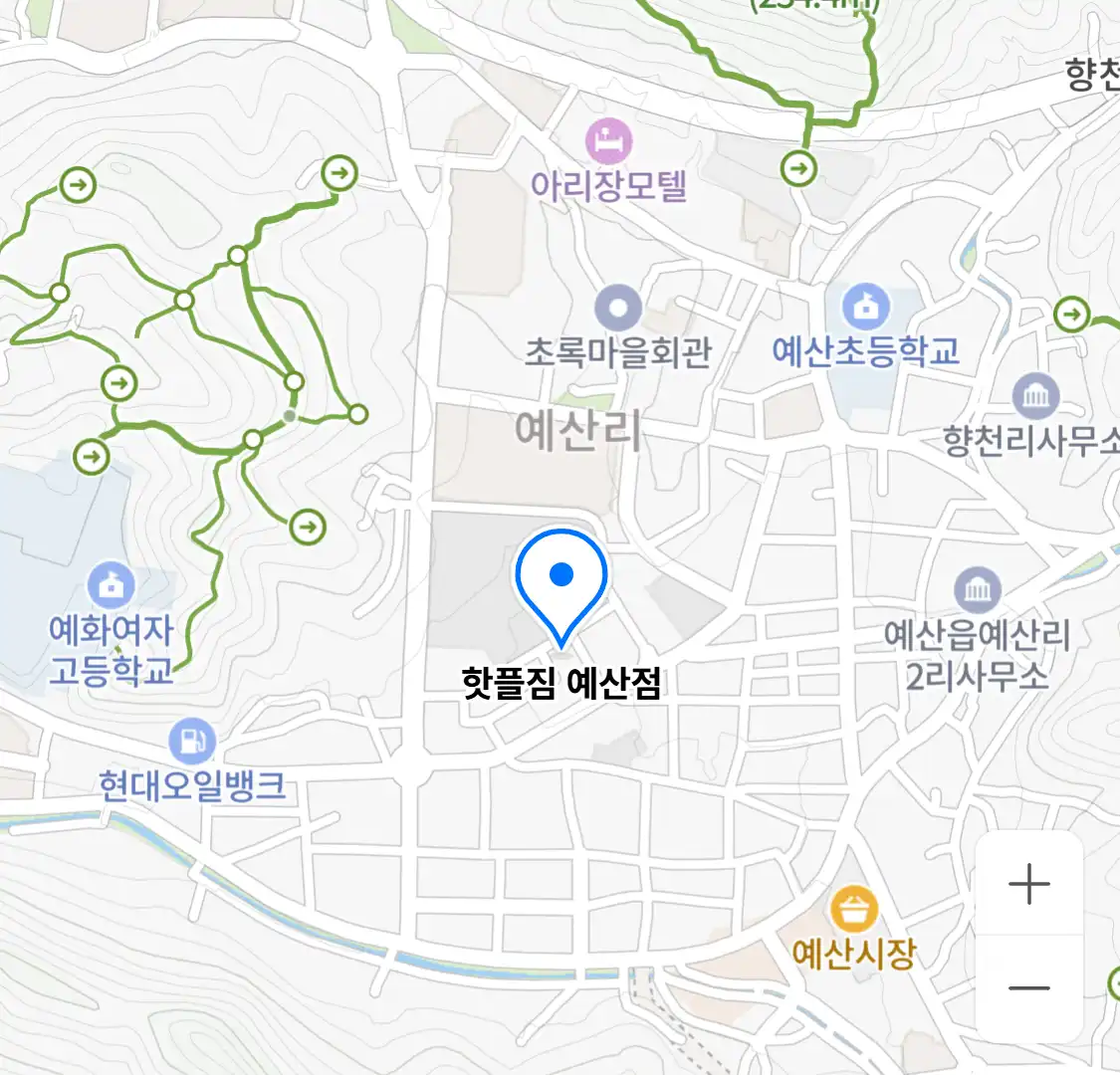핫플짐 예산점 위치