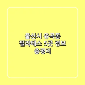울산시 유곡동 필라테스 5곳 정보 총정리