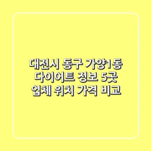 대전시 동구 가양1동 다이어트 정보: 5곳 업체 위치, 가격 비교