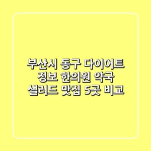 부산시 동구 다이어트 정보: 한의원, 약국, 샐러드 맛집 5곳 비교