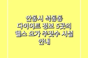 안동시 석동동 다이어트 정보: 5곳의 헬스, 요가, 주짓수 시설 안내