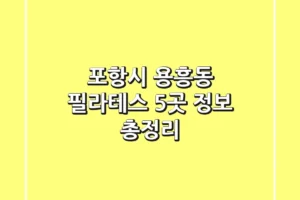 포항시 용흥동 필라테스 5곳 정보 총정리