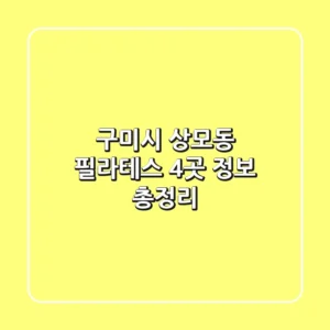구미시 상모동 필라테스 4곳 정보 총정리