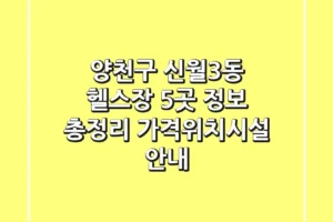 양천구 신월3동 헬스장 5곳 정보 총정리 – 가격/위치/시설 안내