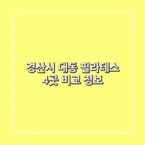 경산시 대동 필라테스 4곳 비교 정보