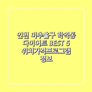 인천 미추홀구 학익동 다이어트 BEST 5 - 위치/가격/프로그램 정보