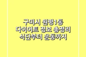 구미시 원평1동 다이어트 정보 총정리 – 식단부터 운동까지
