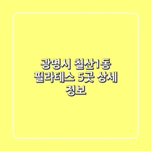 광명시 철산1동 필라테스 5곳 상세 정보