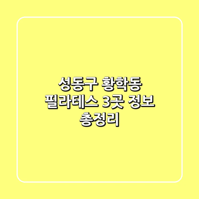 성동구 황학동 필라테스 3곳 정보 총정리