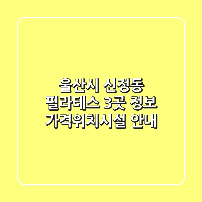 울산시 신정동 필라테스 3곳 정보 - 가격/위치/시설 안내